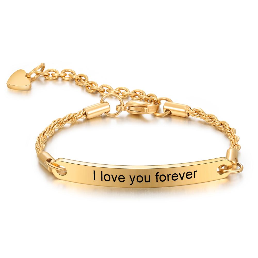 Adjustable Engraving Name Or Text Tiny Bracelet-Jessemade AU
