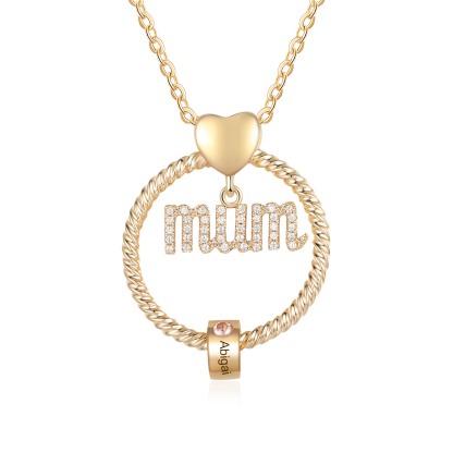 1 Name - Personalised Mum Circle Pendant Necklace Custom Name & Birthstone Necklace Gifts For Mum