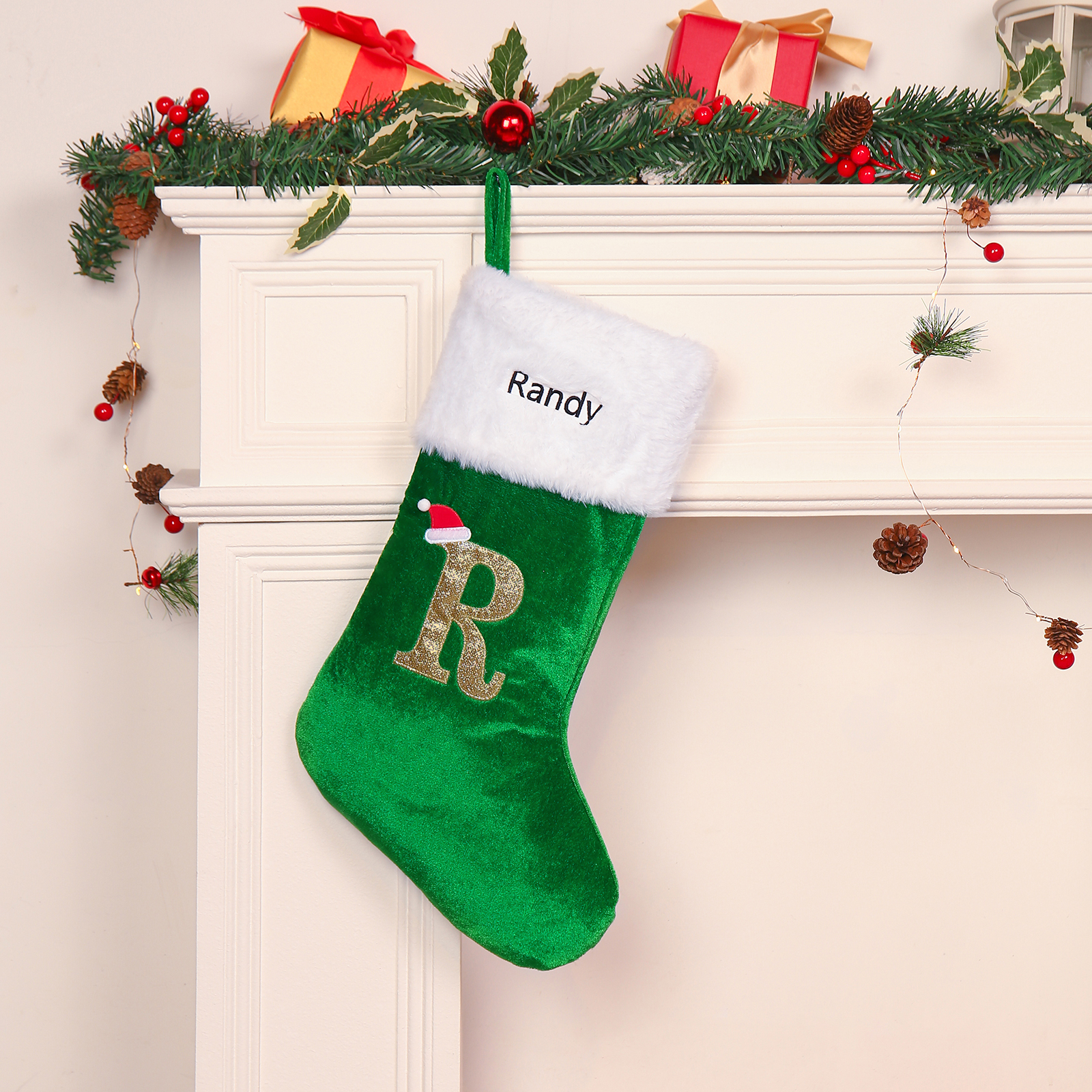 Christmas Letter Stockings Ornaments Custom 1 Name Fireplace Sock Decor Personalised Gifts for Family Friends-Jessemade AU