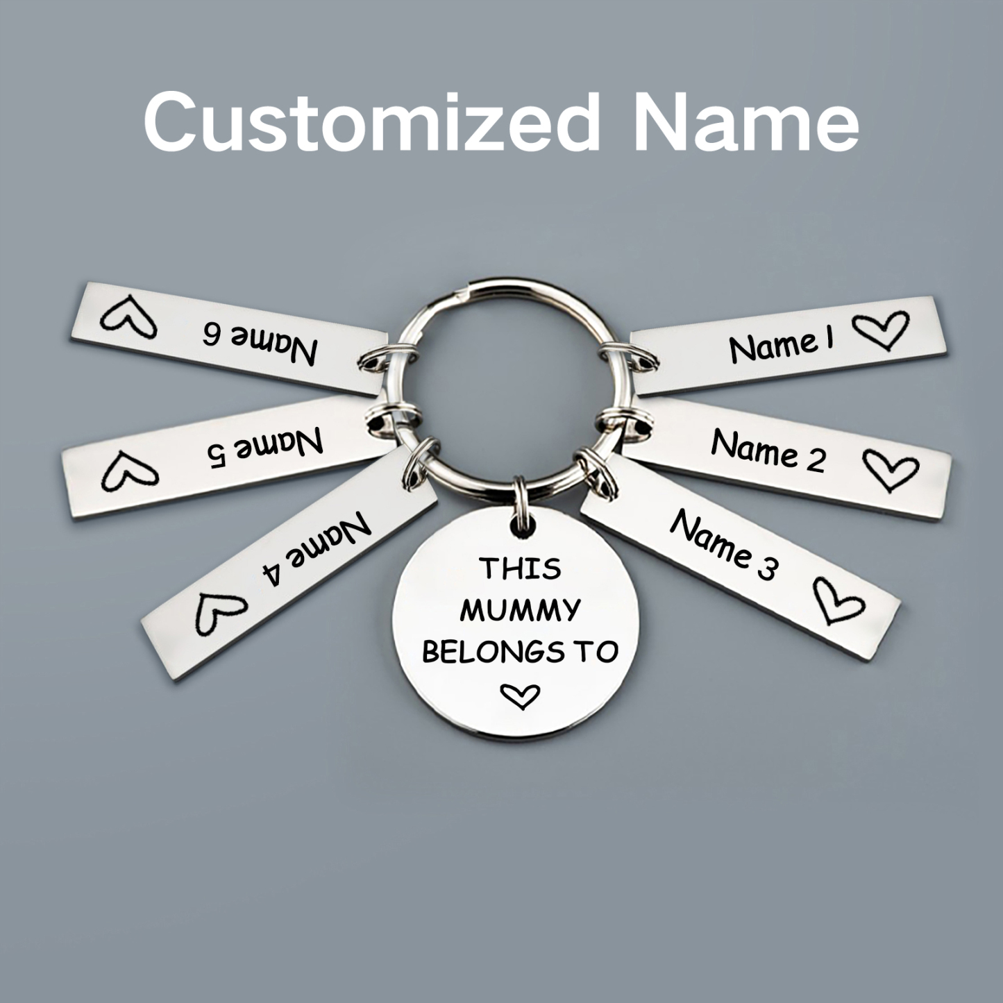 6 Names - Personalised Name Keychain Stainless Steel Keychain Special Gift for Mummy/Dad-Jessemade AU