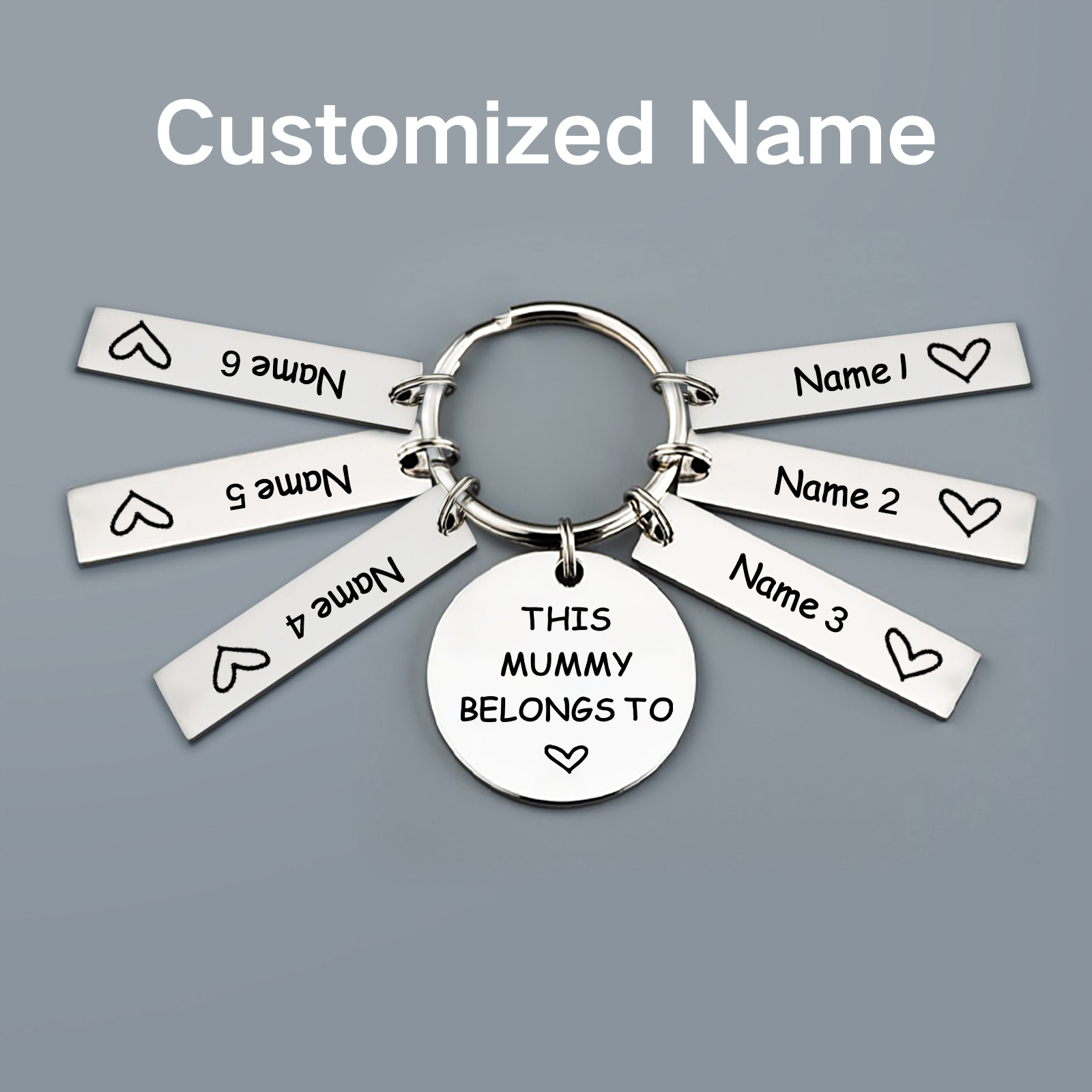 6 Names - Personalised Name Keychain Stainless Steel Keychain Special Gift for Mommy/Mummy-Jessemade AU