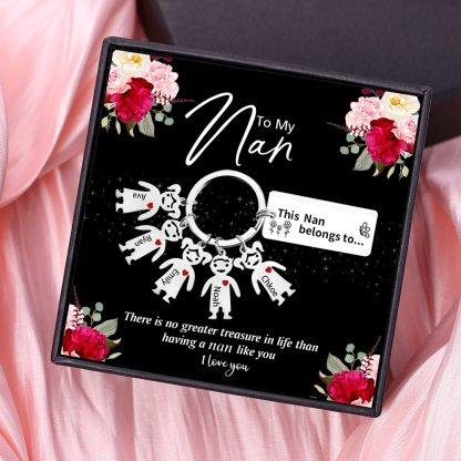 5 Names - Personalised Keychain with Kid Charms Engraved Names Keyring  Mother's Day Gift for Mum/Nan-Jessemade AU