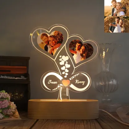 Personalised Couple Photo Night Light Custom 2 Names LED Lamp Infinity Love Romantic Gifts for Him/Her-Jessemade AU