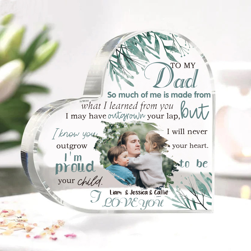 To My Dad Personalised Acrylic Heart Keepsake Custom Photo Sign Plaque-Jessemade AU