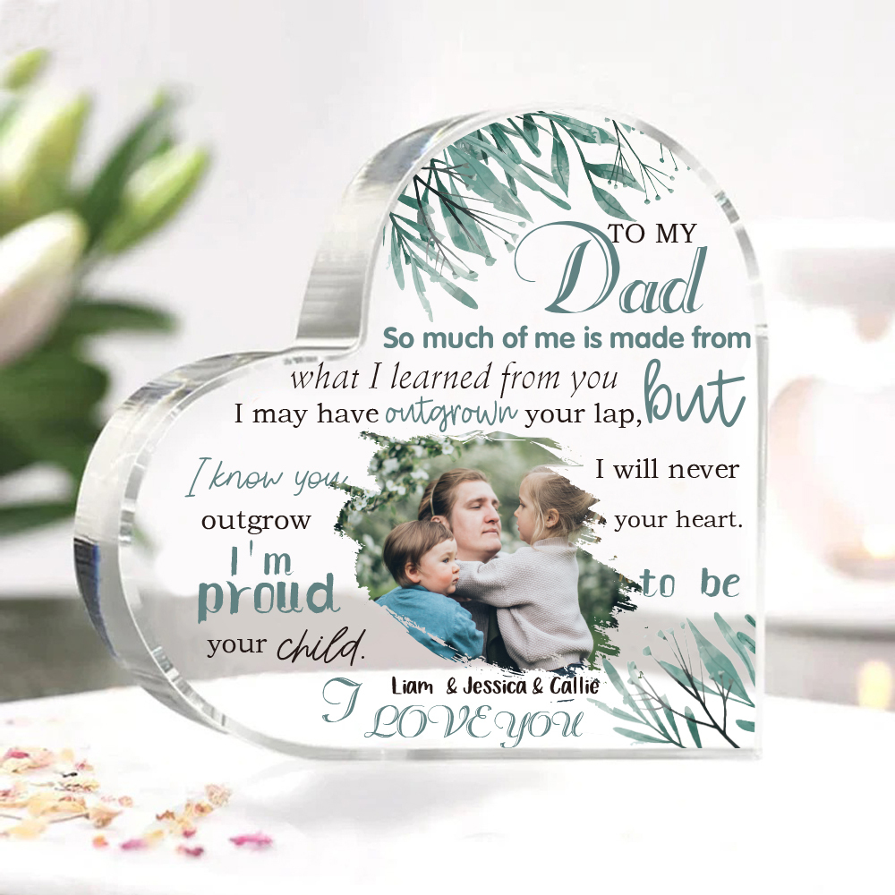 To My Dad Personalised Acrylic Heart Keepsake Custom Photo Sign Plaque-Jessemade AU