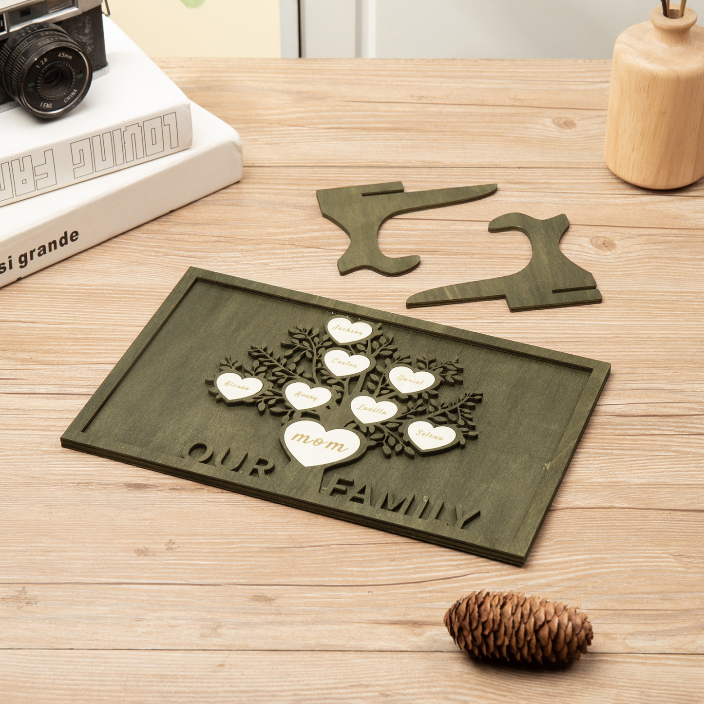 Family Tree Wood Frame Personalised Family Tree Sign Custom 8 Names Plaque-Jessemade AU