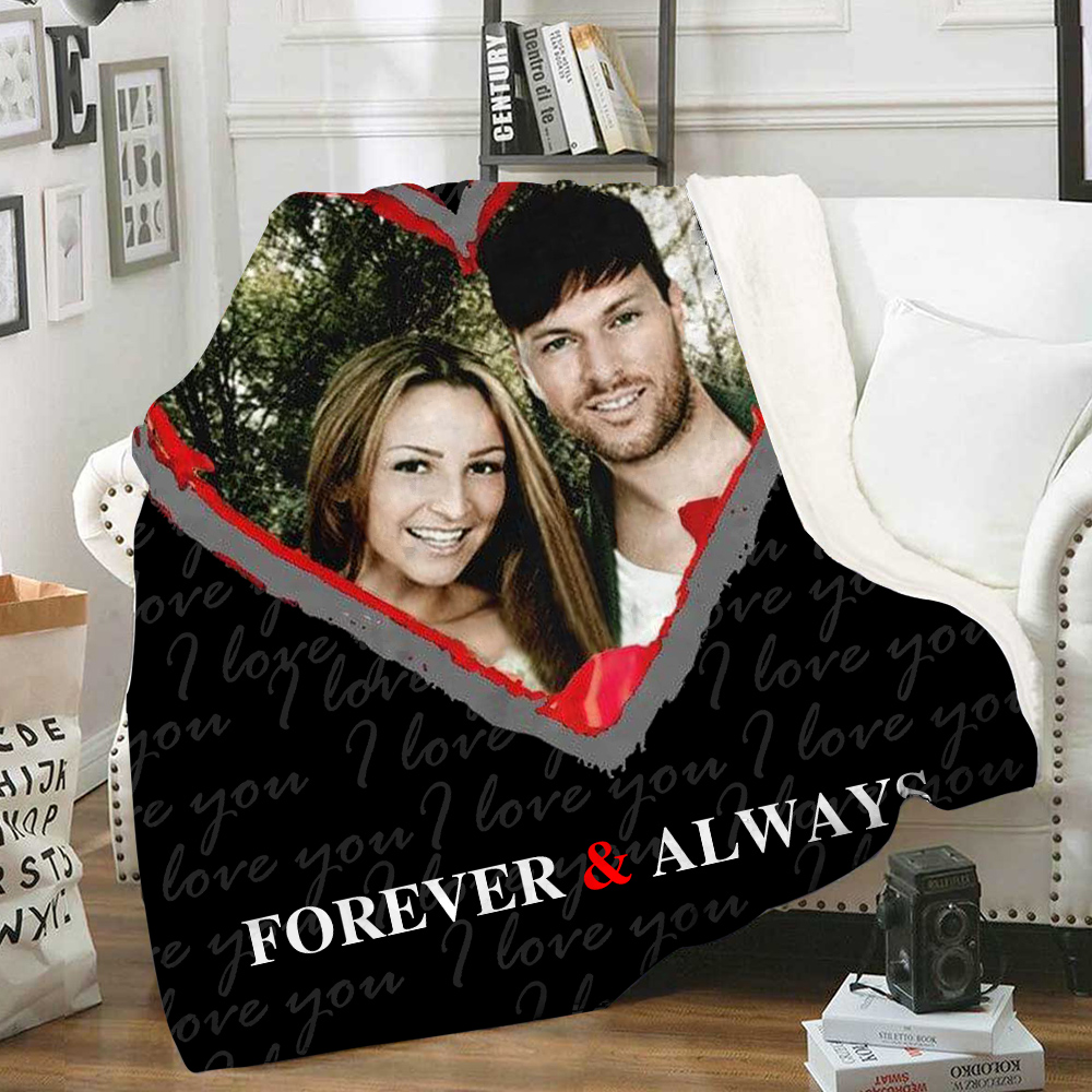 Personalised Couple Blanket Custom 2 Names  & Photo Blanket Valentine's Day Gift for Him/Her-Jessemade AU