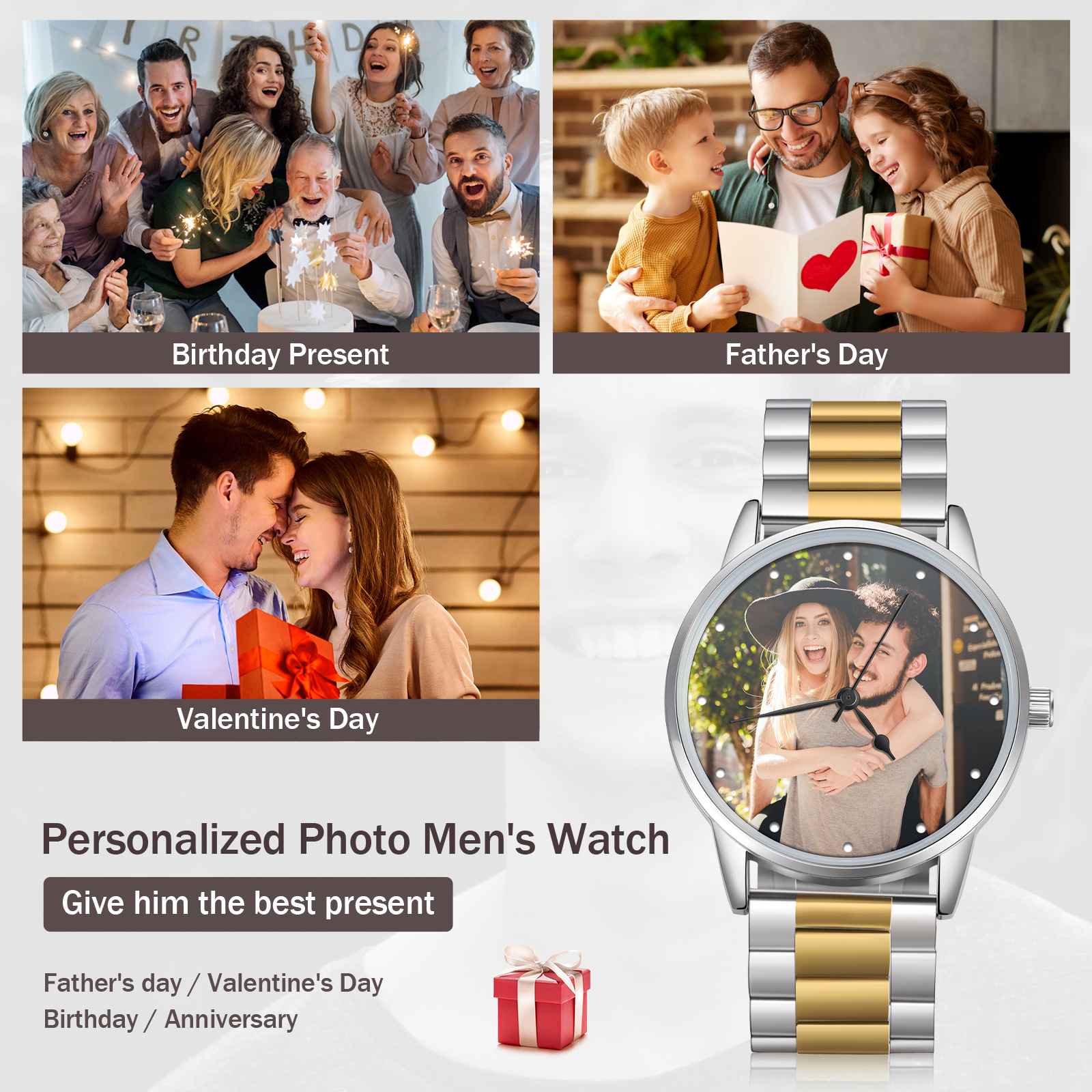 gift Photo Watch - Personalised Engraved Watch For Him-Jessemade AU