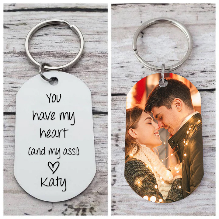 Personalised Photo & Name Keychain Stainless Steel Keyring "You Have My Heart" Gift for Couples-Jessemade AU