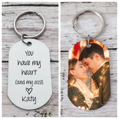 Personalised Photo & Name Keychain Stainless Steel Keyring "You Have My Heart" Gift for Couples-Jessemade AU