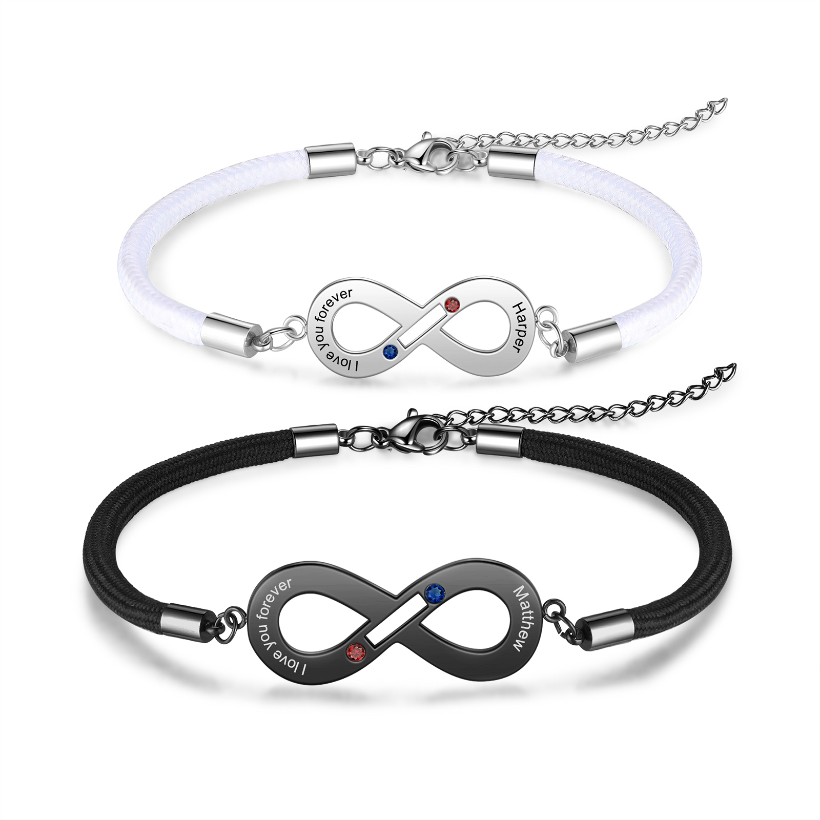Valentines Day Gifts Personalised Matching Couple Bracelet Custom Names Infinity Love For Couple-Jessemade AU