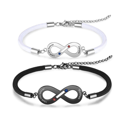 Valentines Day Gifts Personalised Matching Couple Bracelet Custom Names Infinity Love For Couple-Jessemade AU