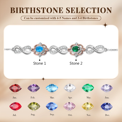 Infinity Bracelet Personalised 2 Birthstones Engraved 3 Names Women's Bracelets Birthday Gift for Her-Jessemade AU
