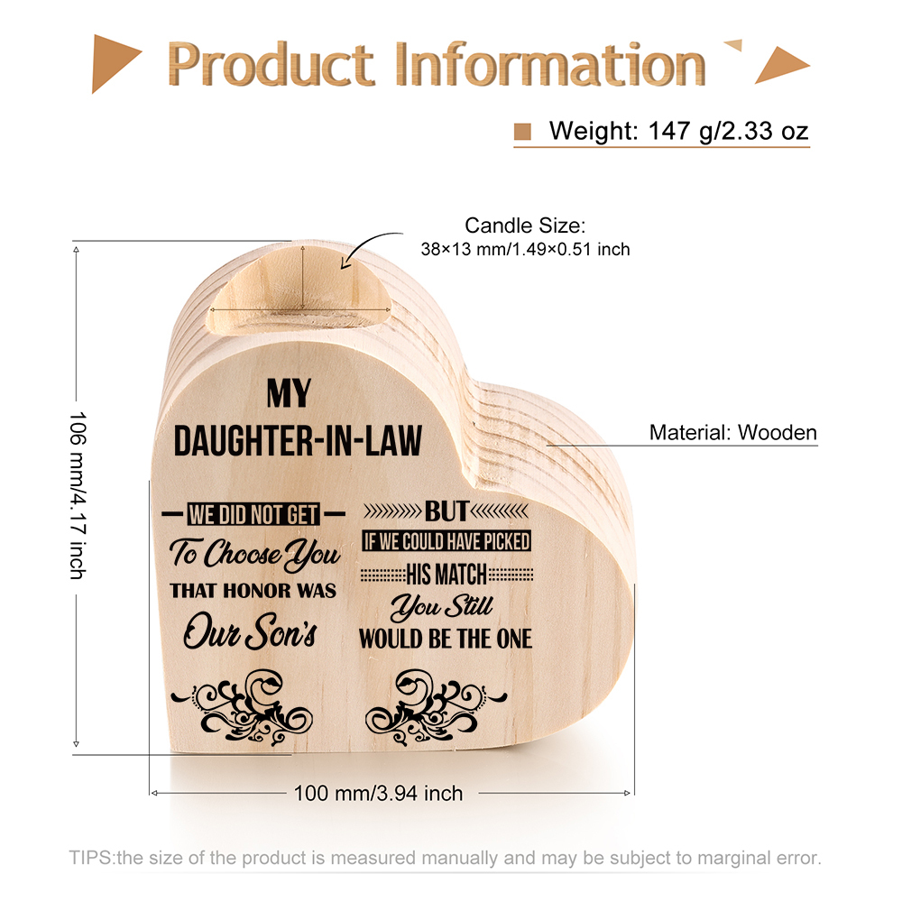 To My Daughter-in-law Wooden Heart Candle Holder "We did not get to choose you" Gifts For Daughter-Jessemade AU