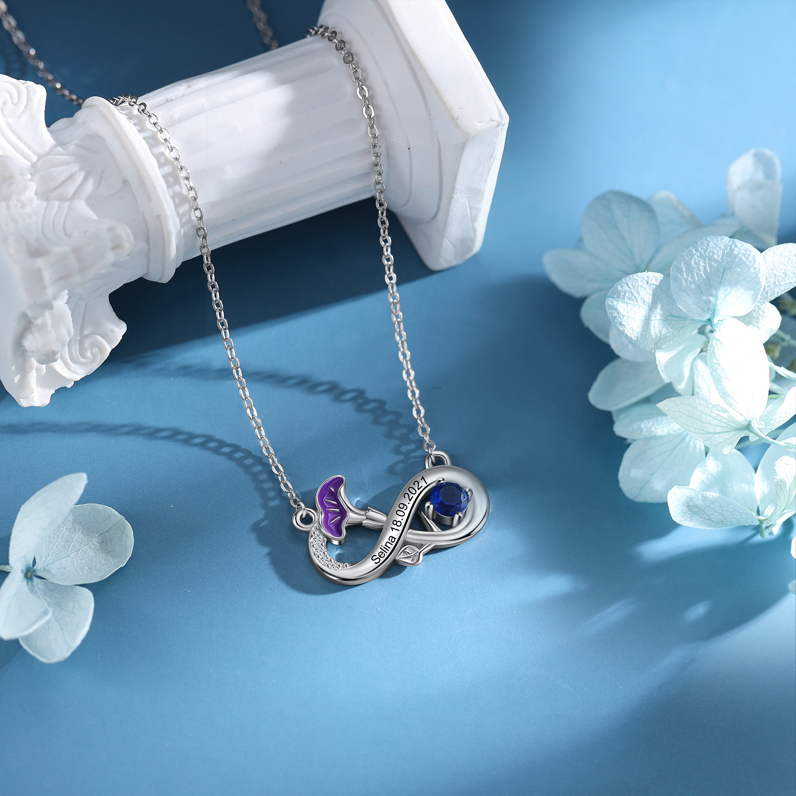 Personalised September Birthflower Necklace With Birthstone Gift For Women-Jessemade AU