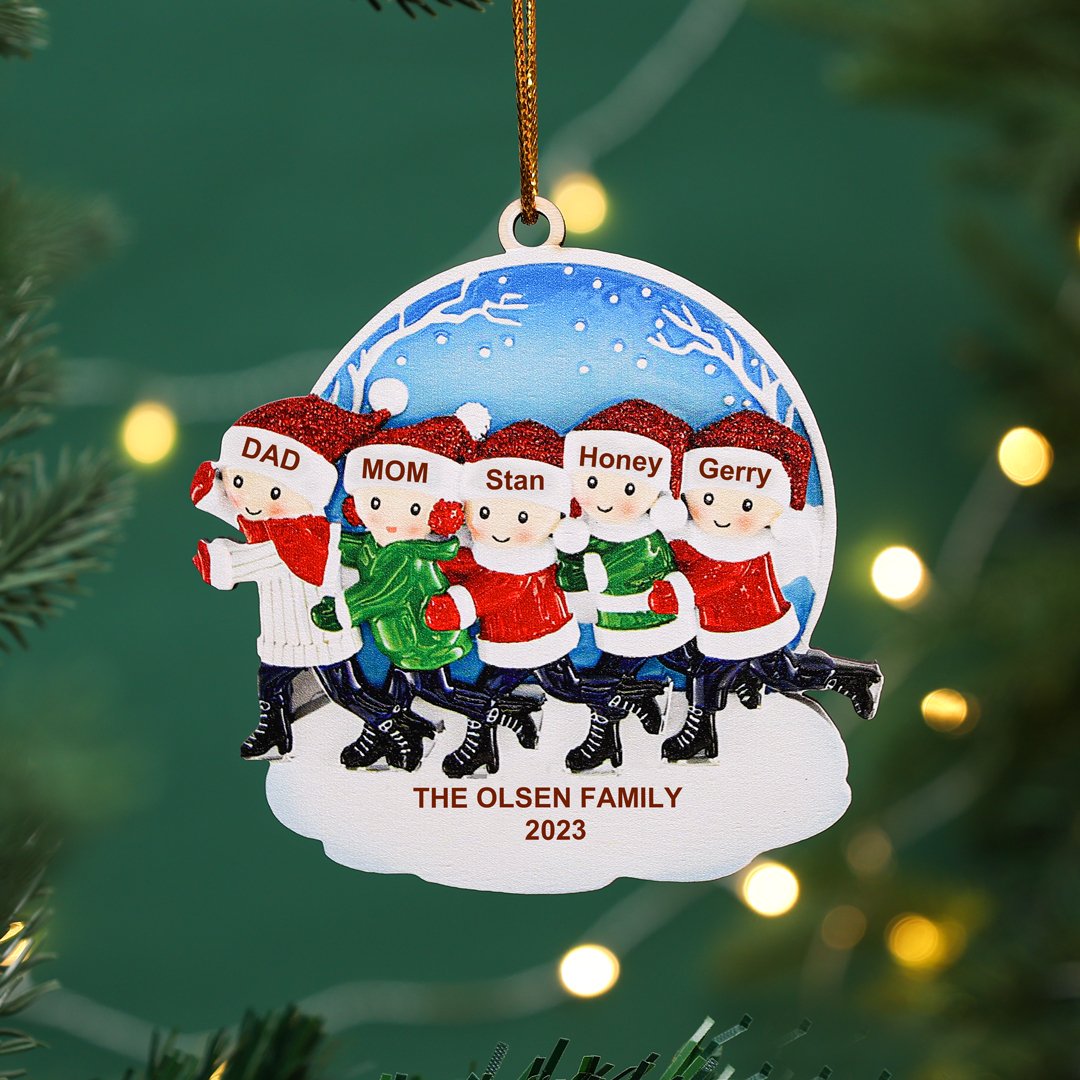 3 Names - Personalised Wooden Christmas Skate Ornament Custom Text & Name Christmas Pendant Gift for Family-Jessemade AU