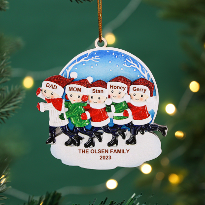 3 Names - Personalised Wooden Christmas Skate Ornament Custom Text & Name Christmas Pendant Gift for Family-Jessemade AU