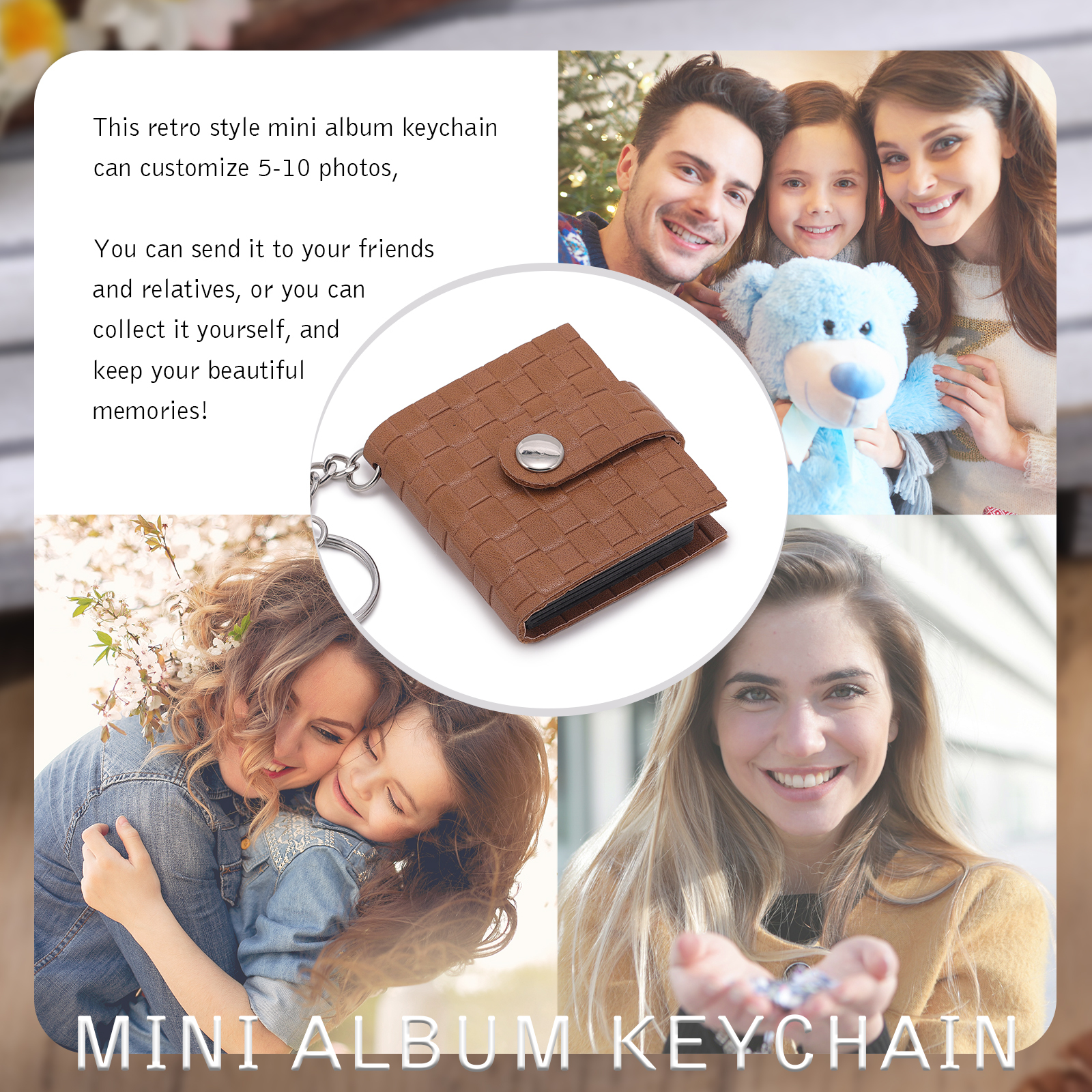 Personalised Photo Album Keychain Custom 10 Photos Leather Keychain Romantic Gifts-Jessemade AU