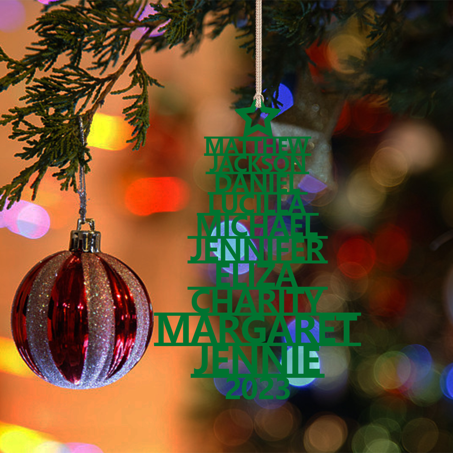 10 Names - Personalised Christmas Tree Ornaments Customised Name Xmas Wooden Decor Gifts for Family Friends-Jessemade AU