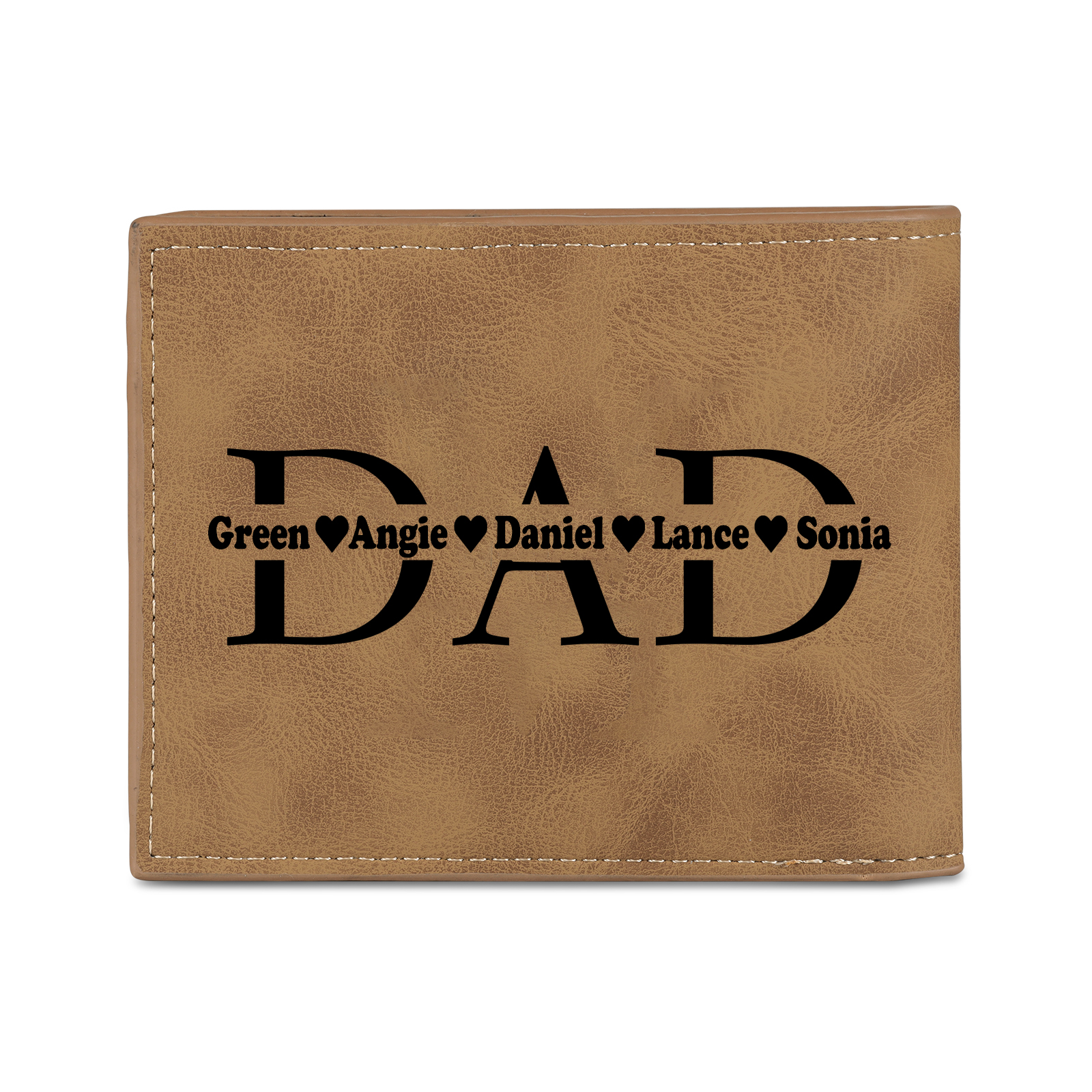 5 Names - Custom Photo & Text & Name Wallet Personalised Men's Leather Folding Wallet Gifts for Dad-Jessemade AU