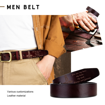 Personalised Genuine Leather Belt Engraved Names Men's Belt for Him-Jessemade AU