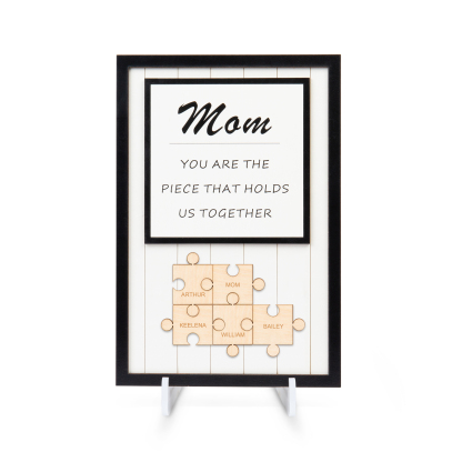 Mom Puzzle Sign Personalised 5 Names Wooden Sign Family Gifts-Mom You Are the Piece that Holds Us Together-Jessemade AU