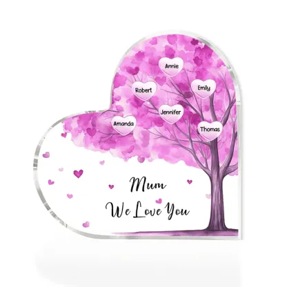 6 Names - Personalised Acrylic Heart Keepsake Custom Text Purple Tree Ornaments Gifts for Grandma/Mother-Jessemade AU