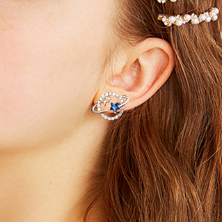 To My Beautiful Granddaughter Moon & Stars Planet Earrings-Jessemade AU