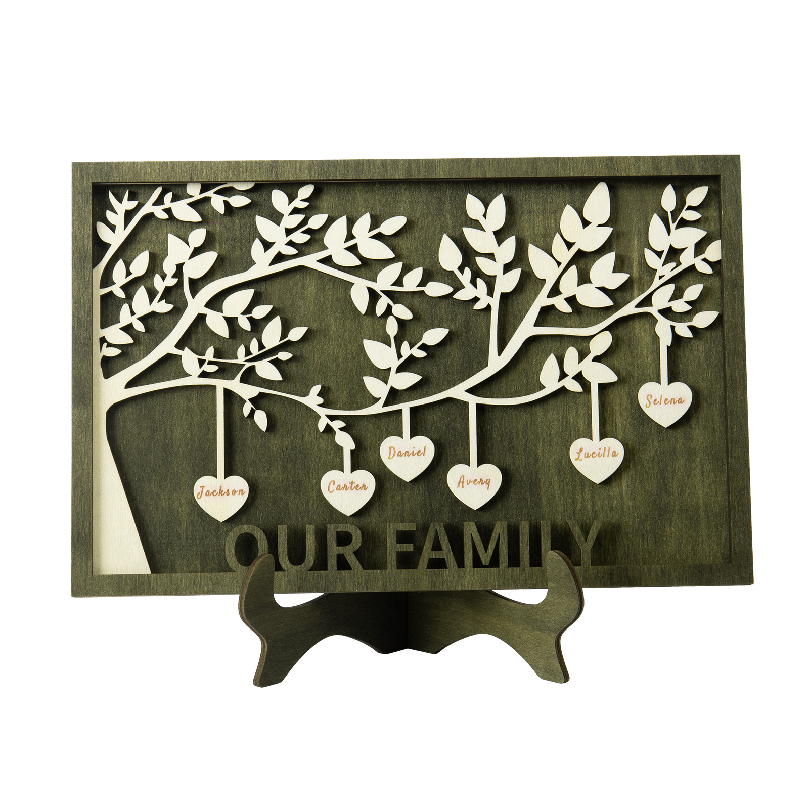 Family Tree Wood Frame Personalised Family Tree Sign Engrave 6 Names Keepsake Gifts-Jessemade AU