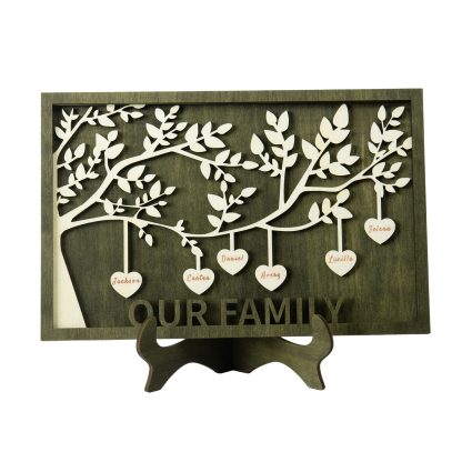Family Tree Wood Frame Personalised Family Tree Sign Engrave 6 Names Keepsake Gifts-Jessemade AU