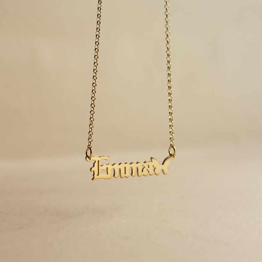 Personalised Butterfly Necklace Custom 1 Name Necklace Gift For Women-Jessemade AU