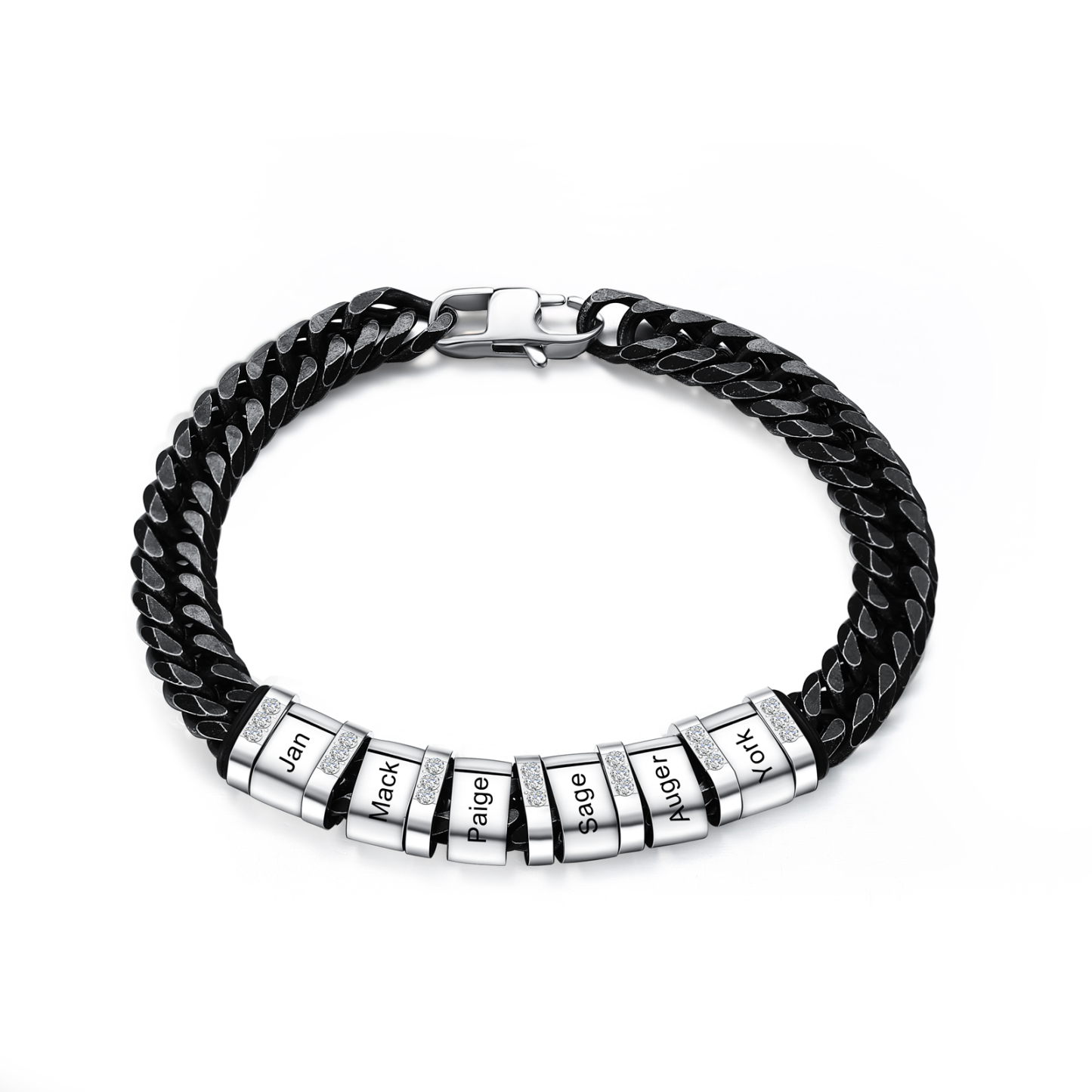 Personalised Cuban Chain Bracelet Customised Name Bracelet with 6 Beads-Jessemade AU