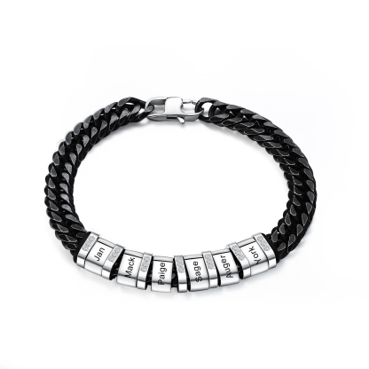 Personalised Cuban Chain Bracelet Customised Name Bracelet with 6 Beads-Jessemade AU