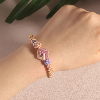 To My Granddaughter Bracelet with Message Card Peach Blossom Knot Braided Bracelet Back To School Gift for Girls Kids-Jessemade AU