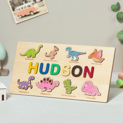 Personalised Wooden Dinosaur Name Puzzle Educational Gifts for Toddlers-Jessemade AU