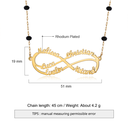 Personalised Infinity Necklace Custom 5 Names Necklace Gift For Women-Jessemade AU