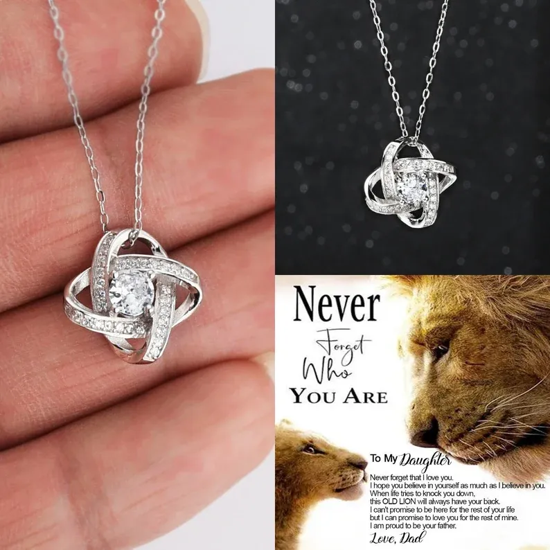 For Daughter- S925 Love Knot Necklace "Never forget that I love you"-Jessemade AU