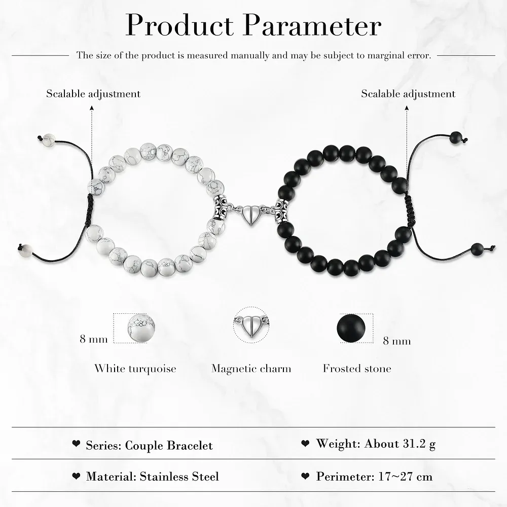Couple Bracelets Set Magnetic Bracelet Adjustable Bracelet Valentine's Day Gift for Couples-Jessemade AU
