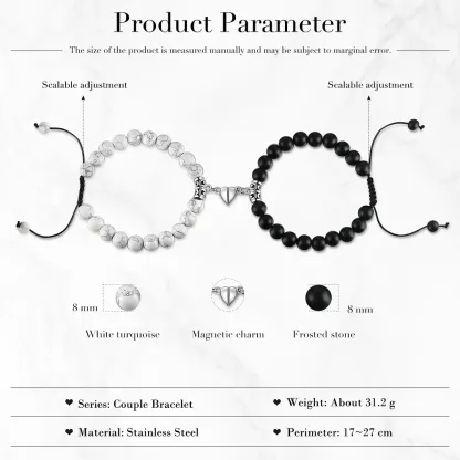 Couple Bracelets Set Magnetic Bracelet Adjustable Bracelet Valentine's Day Gift for Couples-Jessemade AU