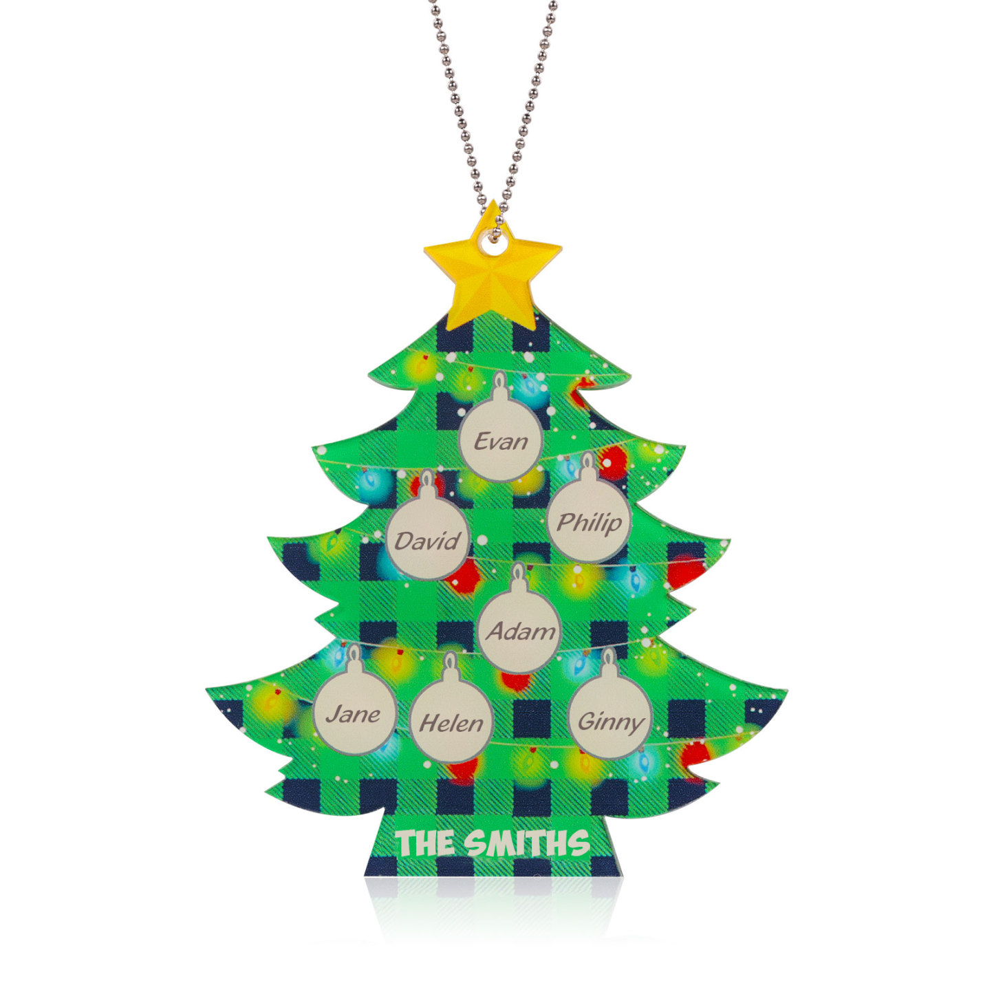 7 Names - Personalised Acrylic Christmas Tree Ornaments Customised Text & Name Xmas Pendant Gifts for Family Friends-Jessemade AU