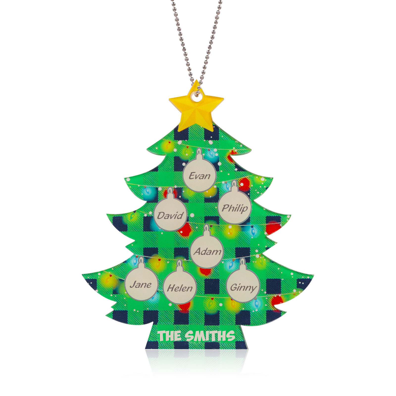 7 Names - Personalised Acrylic Christmas Tree Ornaments Customised Text & Name Xmas Pendant Gifts for Family Friends-Jessemade AU