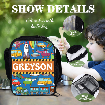 Custom Name Lunch Bag Personalised Cars Pattern Lunch Box Gifts for Kids-Jessemade AU