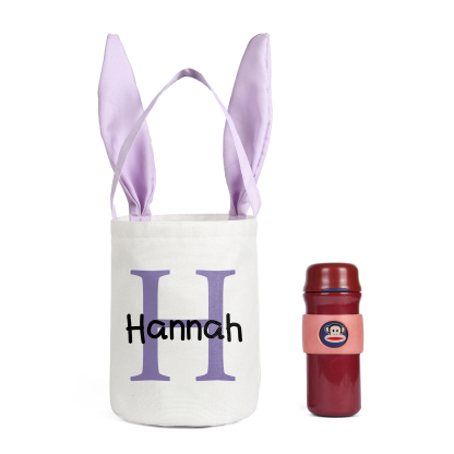 Easter Bunny Tote Bag Personalised Letter & Name Bucket Bag Bunny Basket Gifts For Kids-Jessemade AU