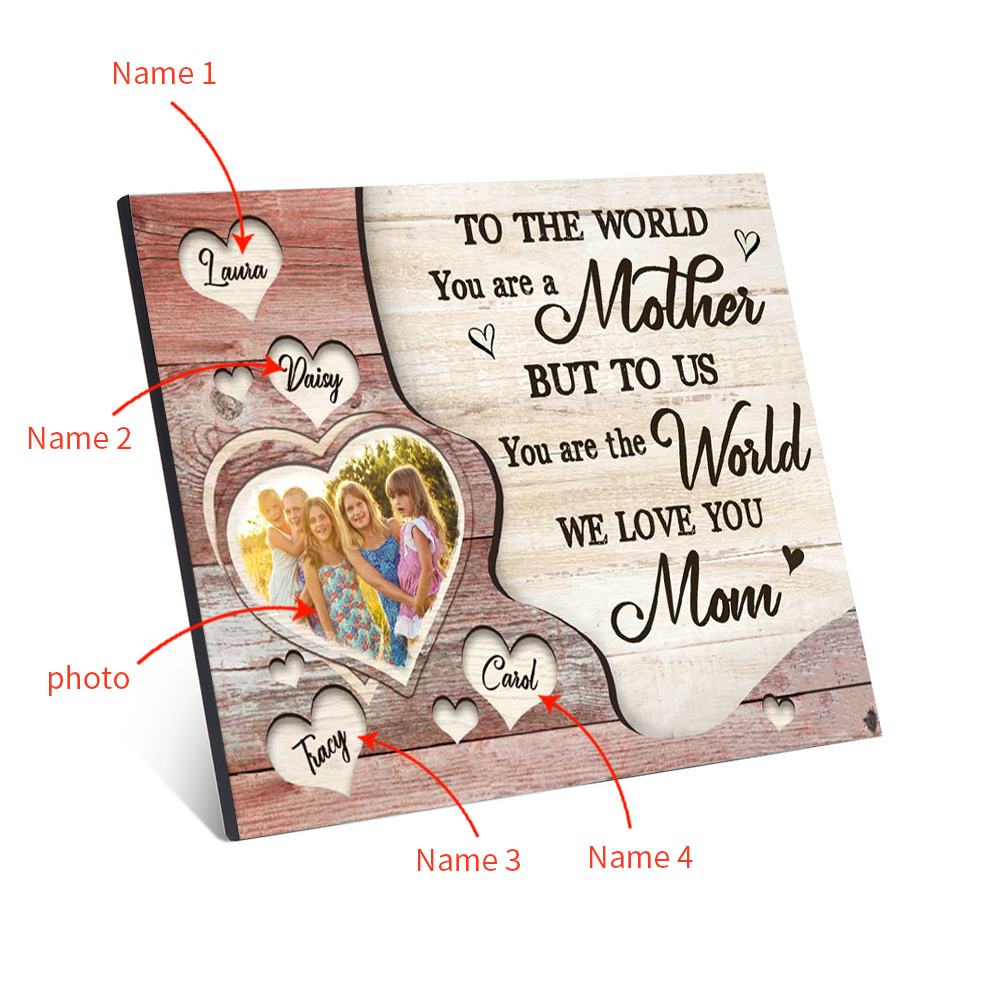Mother Picture Board Personalised Photo Keepsake With 4 Names Wood Signs Photo Frame Gifts For Mom-Jessemade AU