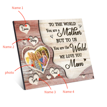 Mother Picture Board Personalised Photo Keepsake With 4 Names Wood Signs Photo Frame Gifts For Mom-Jessemade AU