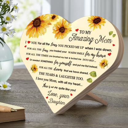 To My Amazing Mom I ❤️ U Wooden Flowers Heart Keepsake Desktop Ornament Mothers Gifts-Jessemade AU