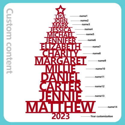 14 Names - Personalised Christmas Tree Ornaments Customised Name Xmas Wooden Decor Gifts for Family Friends-Jessemade AU