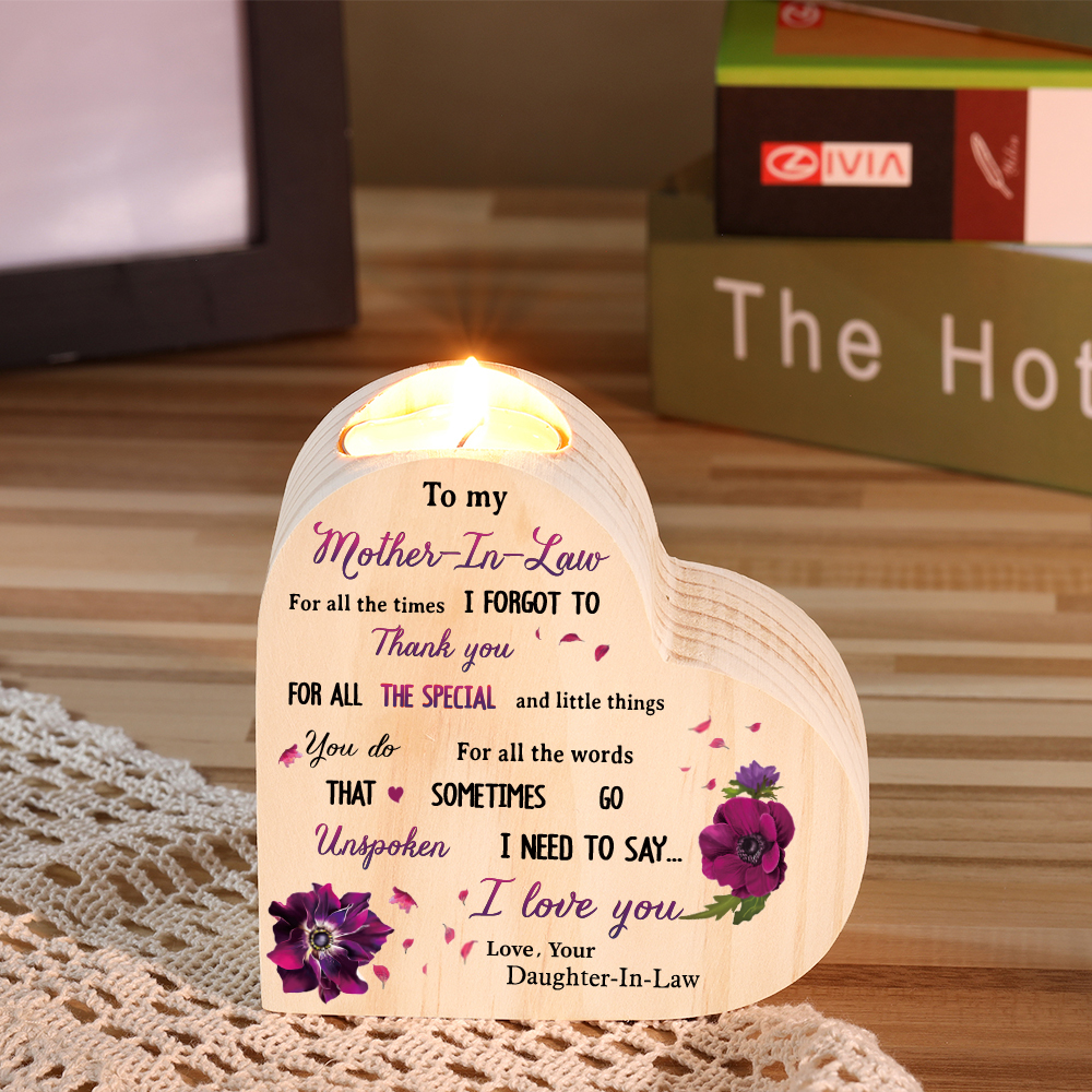 Mothers GiftsTo My Mother-In-Law Candle Holder "For all the times I forgot to thank you" Wooden Candlestick-Jessemade AU
