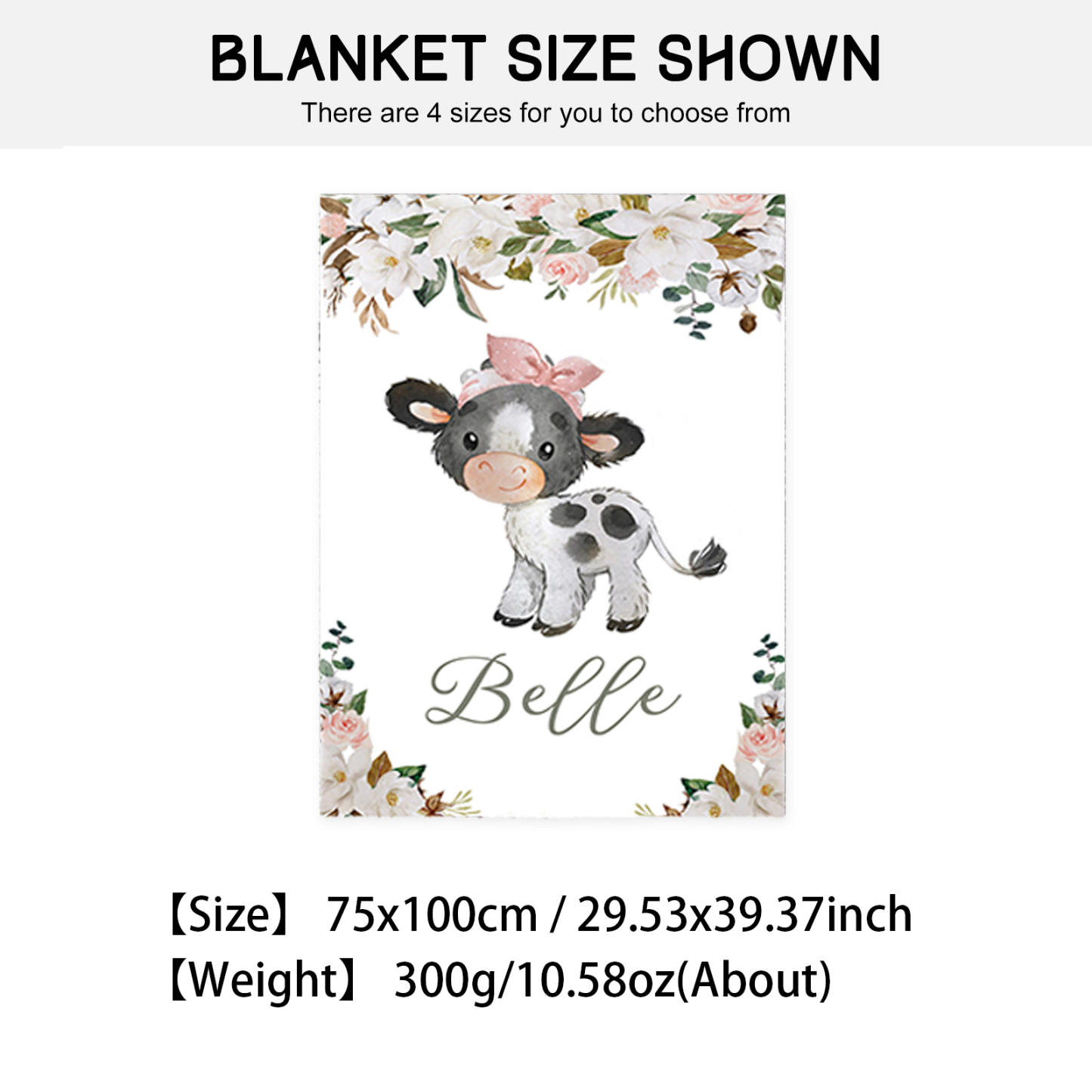 Personalised Dairy Cattle Blanket Custom Name Cute Cartoon Blanket-Jessemade AU