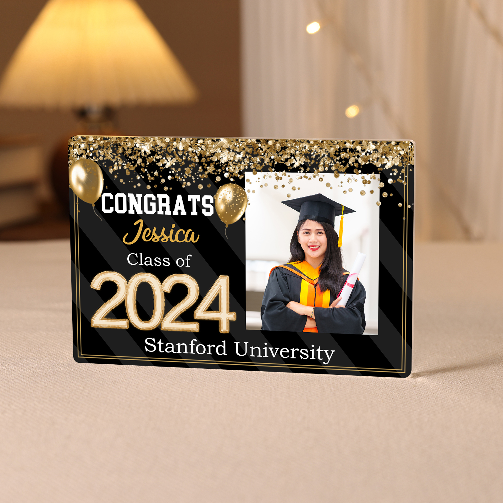 Personalised Acrylic Rectangle Keepsake Custom Name & Year & Text & Photo Acrylic Plaque Desktop Ornament Graduation Gifts-Jessemade AU